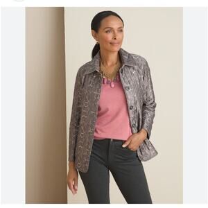 Chicos Python Print Quilted Button Up Jacket Size 1 / Medium